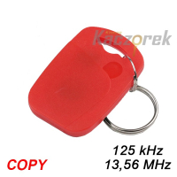 Brelok zbliżeniowy 063 - czerwony - 2w1 - 125 kHz i Mifare 13,56 MHz - do klonowania